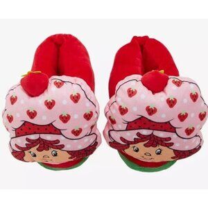 Strawberry Shortcake Slippers Cute Pink Red Womens/Girls House Shoe, NEW XS